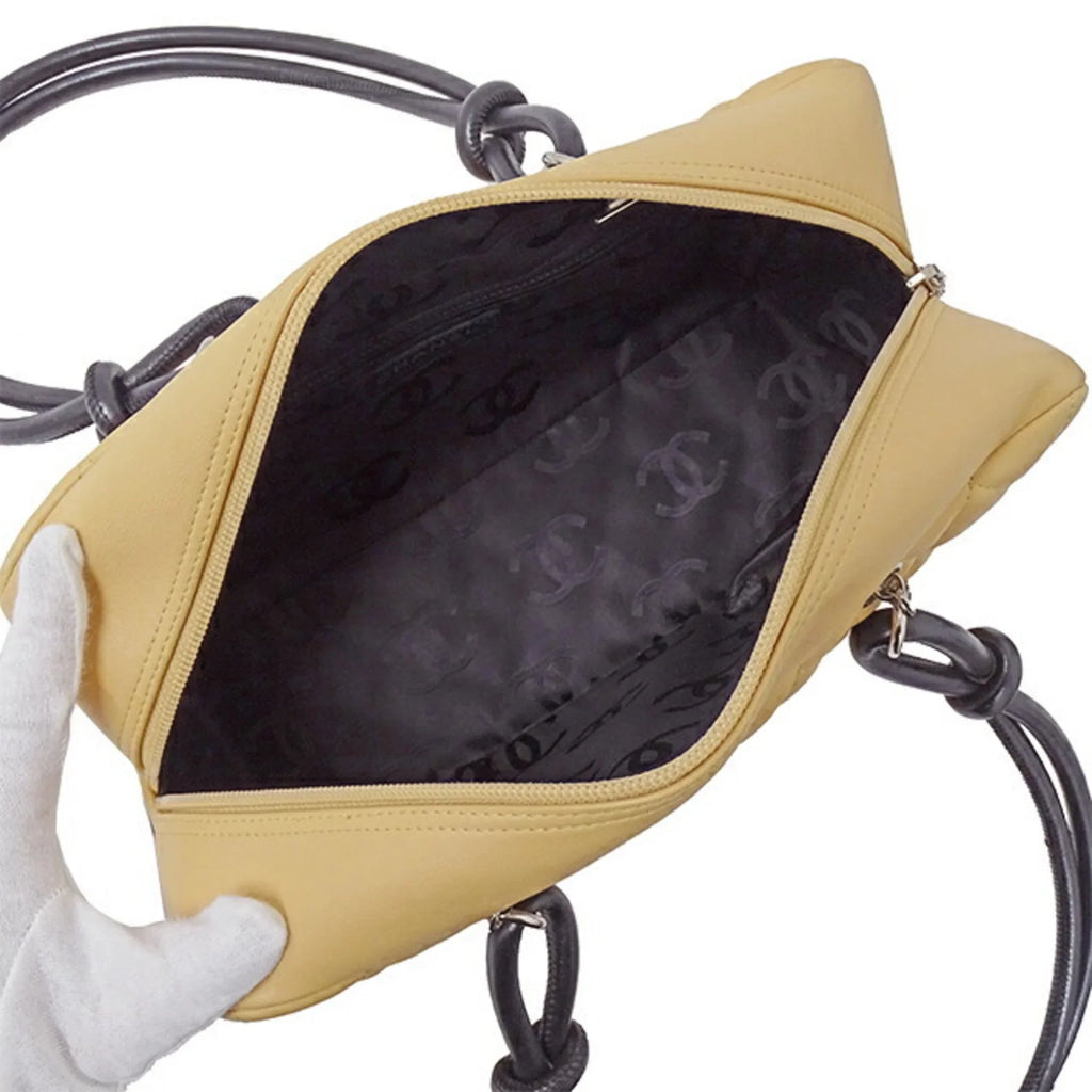 Lambskin Beige CHANEL Women's Handbag (Fair) Cambon Bag Pre-Owned Black