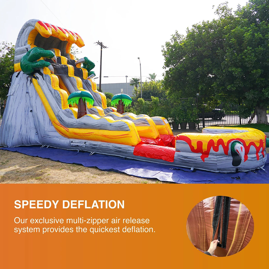Slide Water Commercial with Pool T-Rex Theme Kids Grade JumpOrange for (with Adults and Blower),