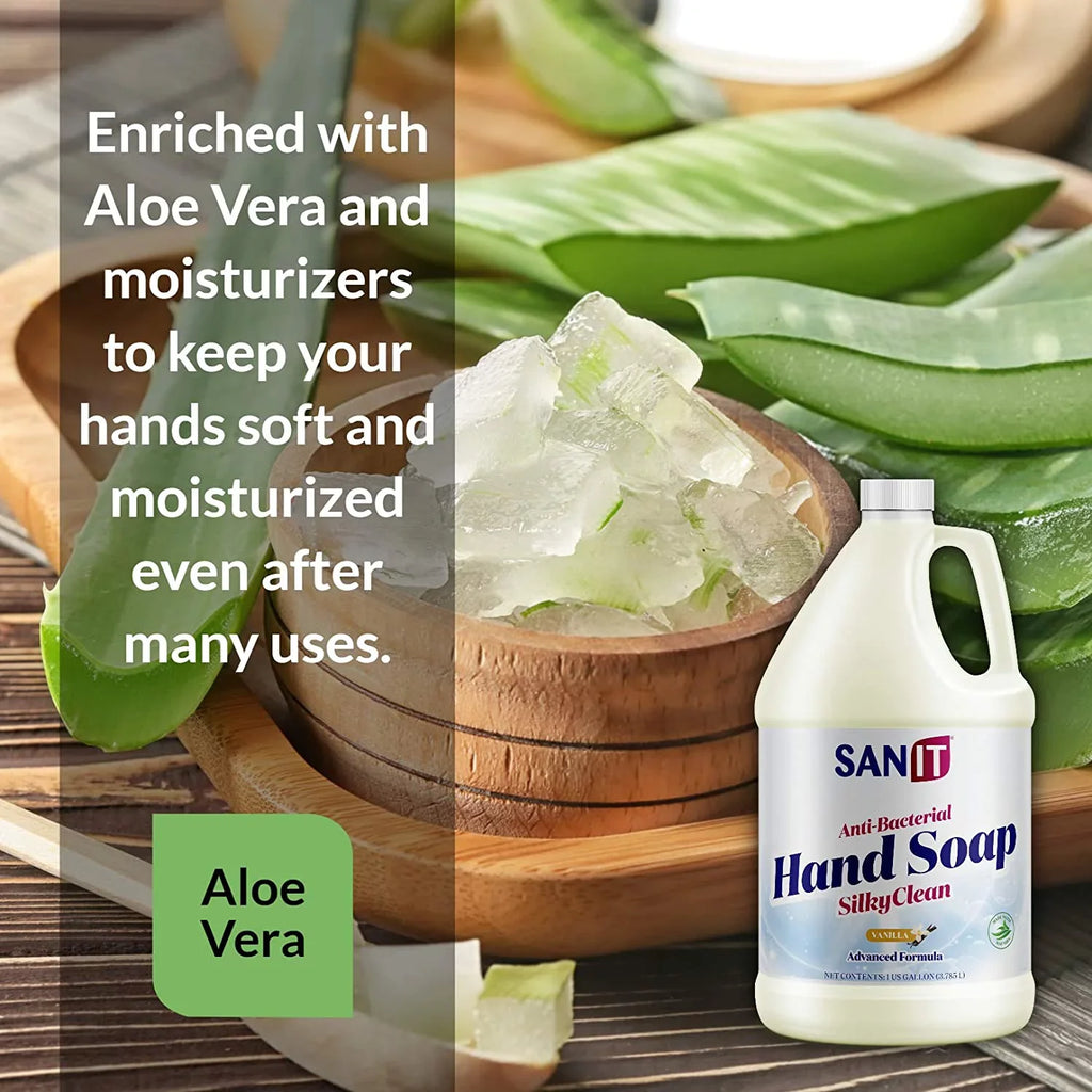 Gallon Vanilla, Advanced - Coconut All-Natural Refill Clean Liquid and 1 Soap Sanit Oil Vera Aloe Antibacterial with in Moisturizing Gel Wash - - Hand Formula USA, Silky Made Hand