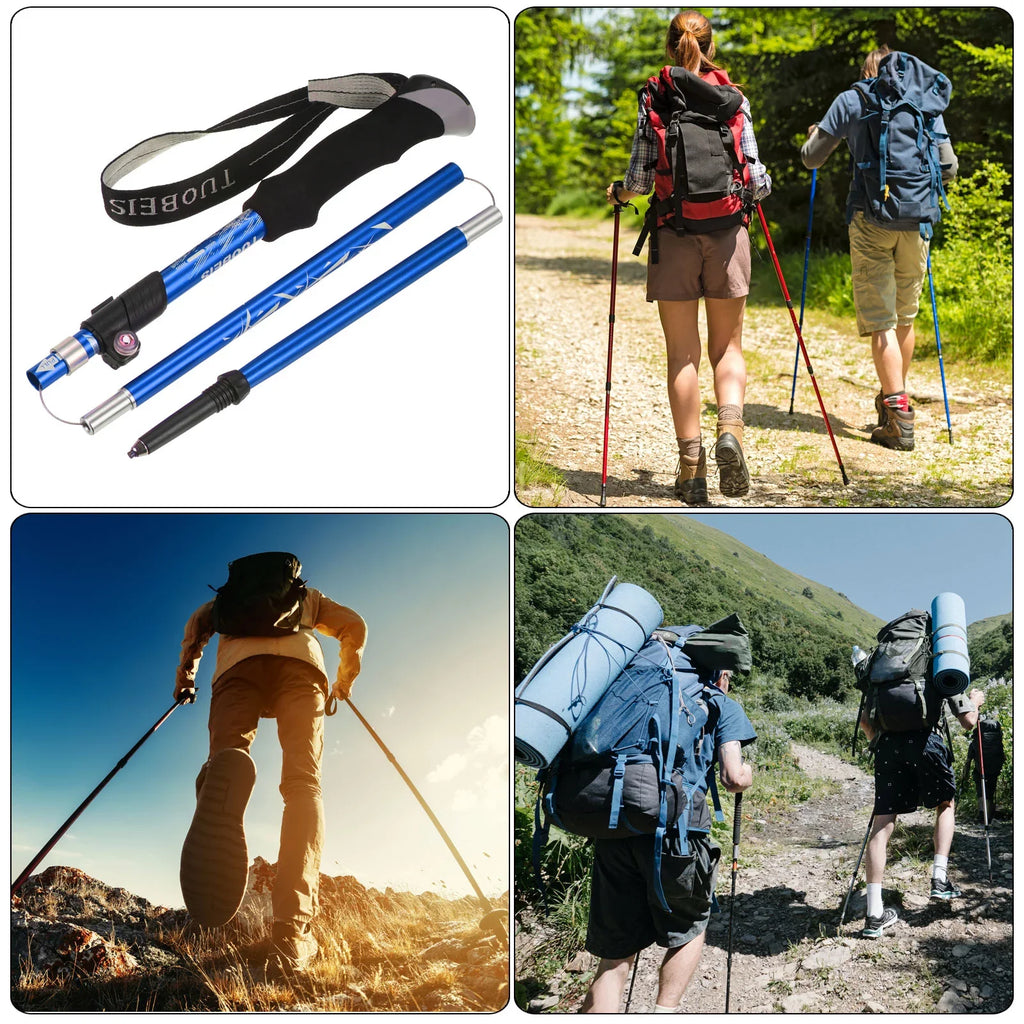 43 Aluminum Inch Trekking Uxcell Pole Hiking Blue Poles, Alloy, Collapsible Dark