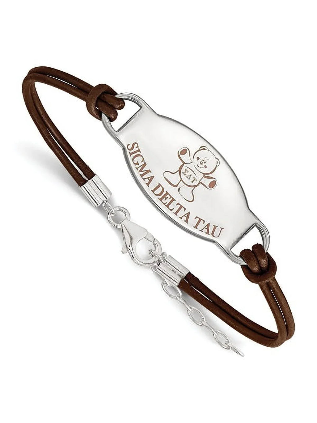 Oval LogoArt Enameled Bracelet Rh-p Sigma S. Tau Delta Sterling Leather