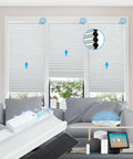 Google【Free White Solar Blackout Wx64 Solar Cordless Rechargeable Automatic Blinds, with H, Remote, Panel】 Blinds with Motorized Magnetic Honeycomb Electric Shades 29" Alexa 100% Cellular Powered