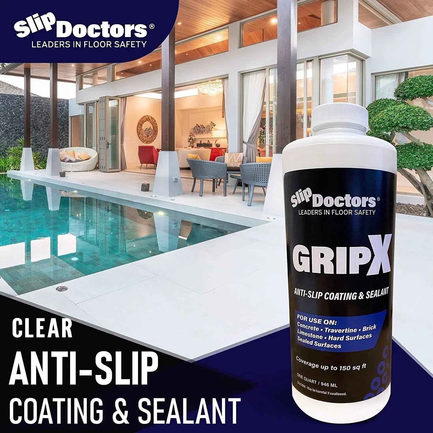 Concrete for and GripX Coating Outdoor and Non-Slip Indoor Tiles, Sealant