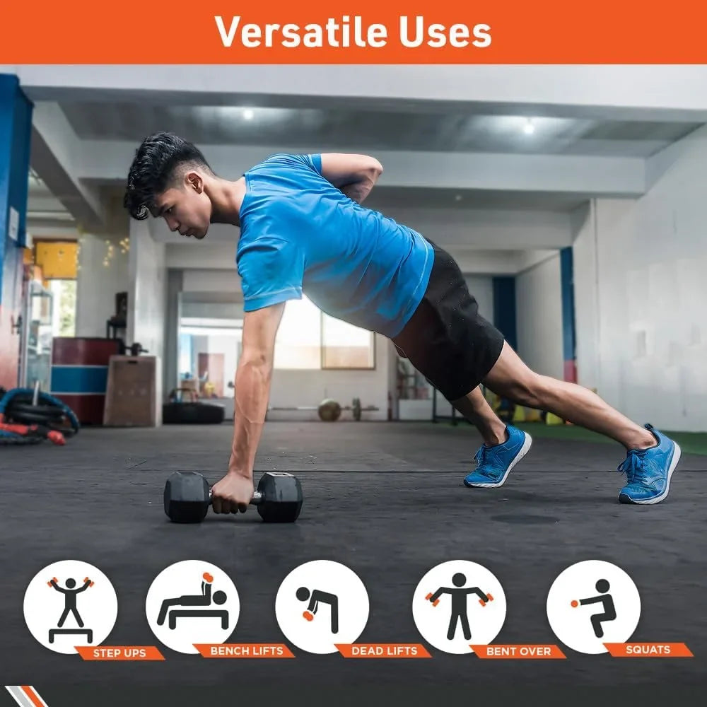 Accessories Srengh – Rubber Exercises Gym Home Equipmen – Weigh, – – Pair For Encased raining Dumbbells Hex raining Weigh Dumbbell