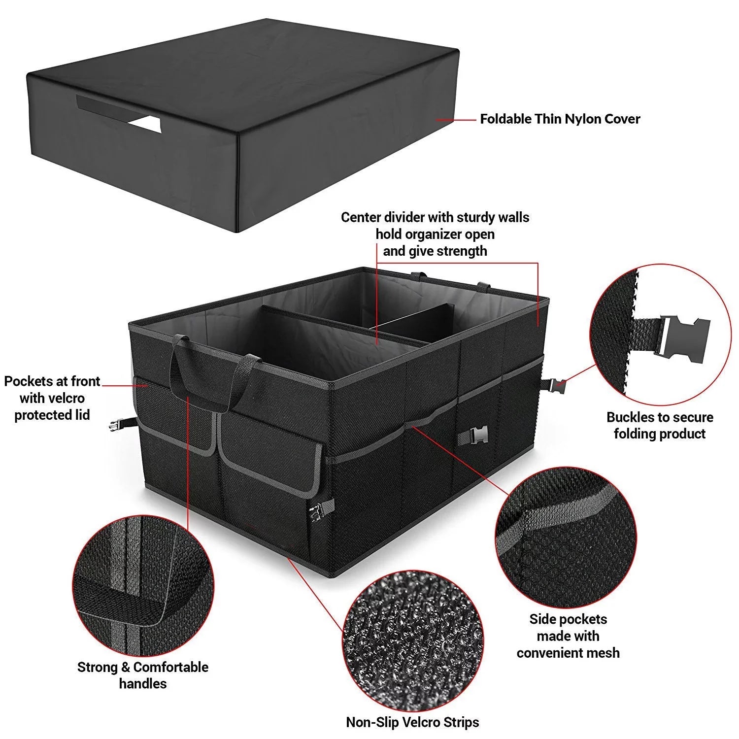 Truck Trunk SUV Car Folding Storage Bin Nokiwiqis for Caddy Cargo Collapse Organizer Bag