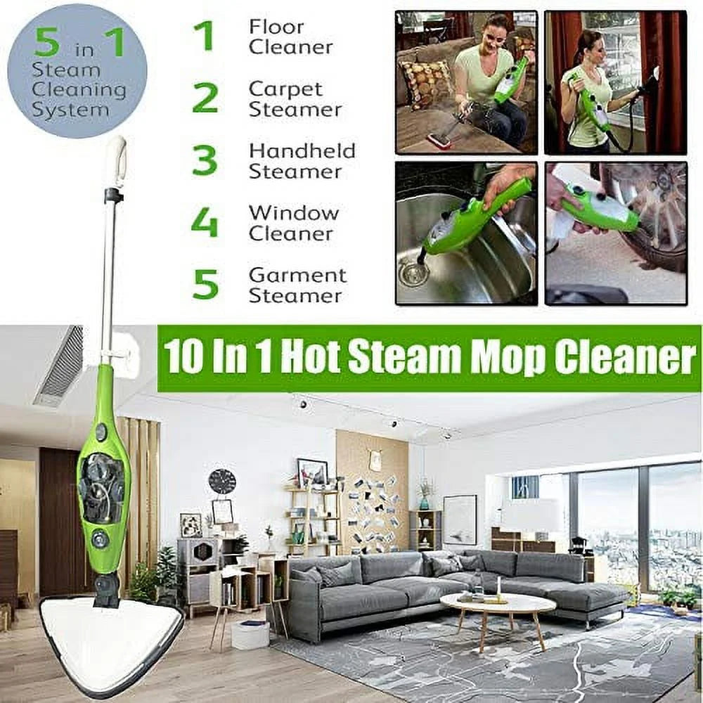 Multi-Function of Heating Fast 10 ml, Mop Types 3.5M 300 Stream 1500 1, for 20 All Carpet/Floor, Up, Clearner In Wire, White/Green Steam W, sec Suitable