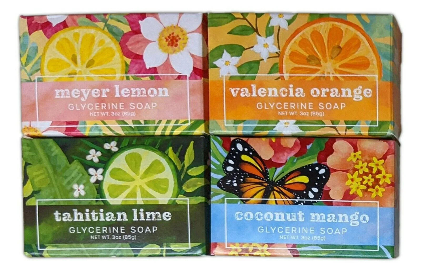 Mango, 4 Lemon, Lime Bay Each, Orange, Set 3 oz. GLYCERINE SOAPS, of Greenwich