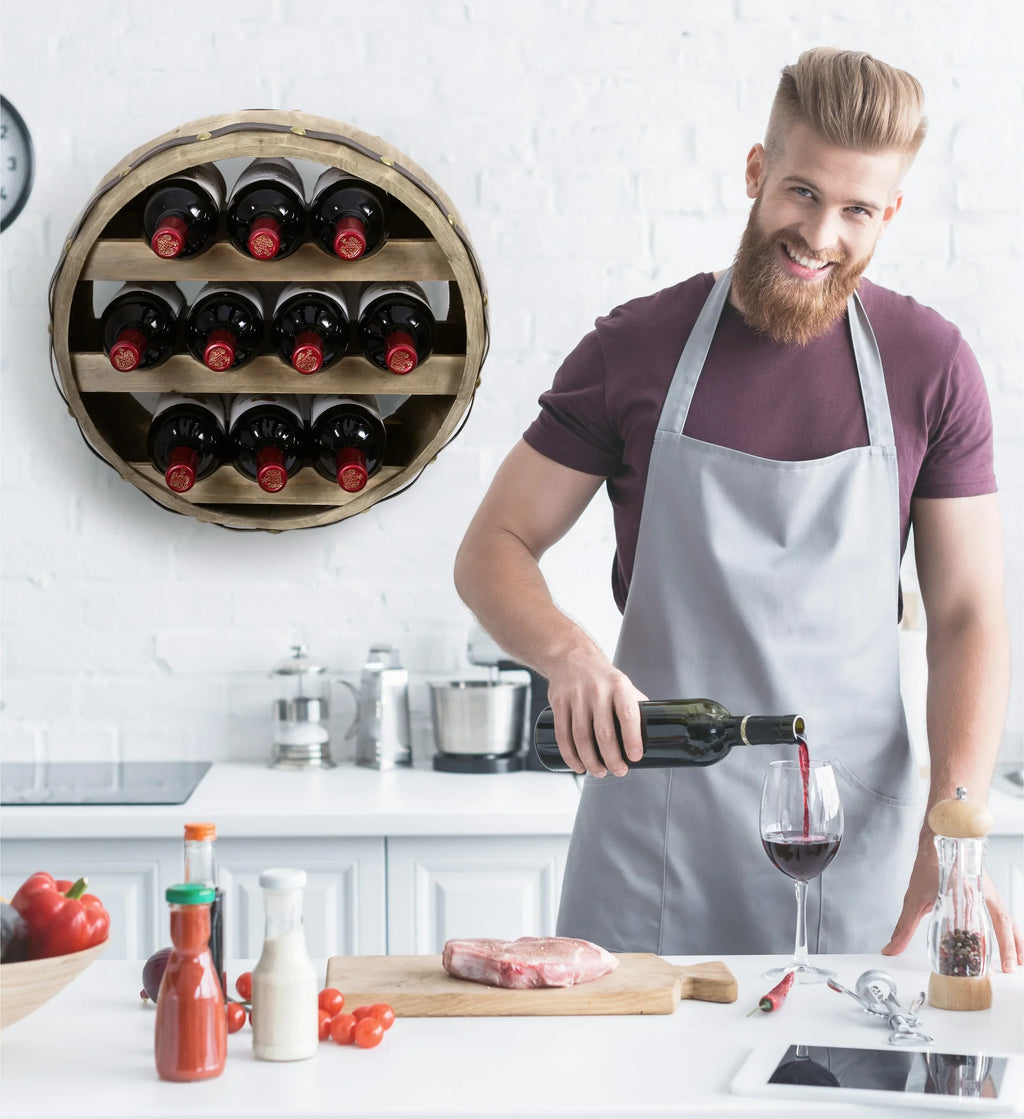 Wine Wall Mounted Global Natural Wood Rack Barrell Cota