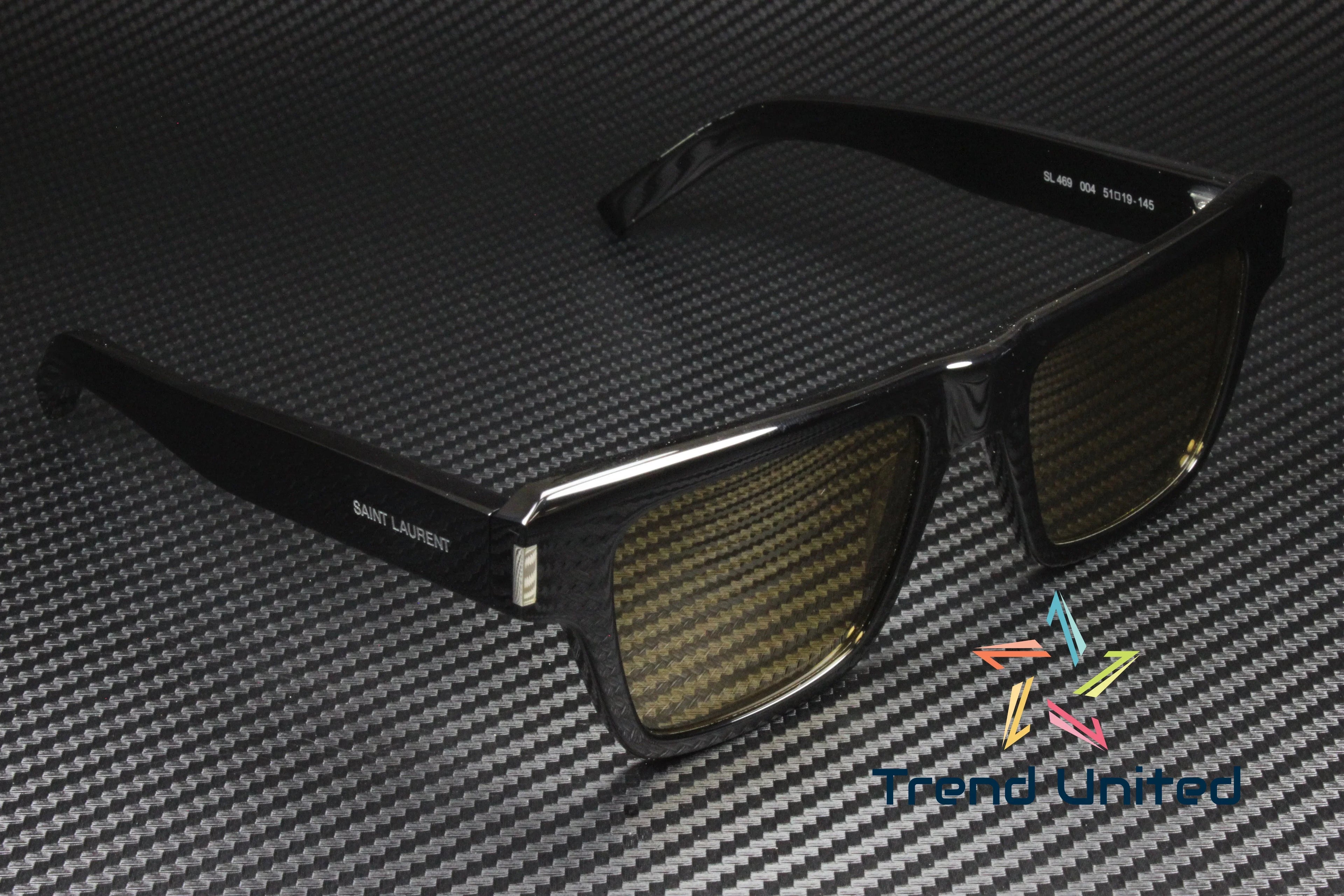 SL 004 469 Black 51 SAINT Sunglasses Men's Shiny Yellow Square mm LAURENT