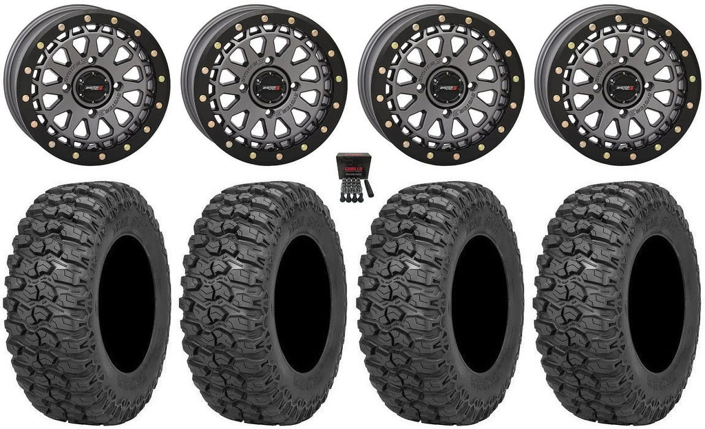 Renegade Outlander System 2.0 3 15" Maverick Saw Commander Tires Trail 32" (4+3) Gunmetal Can-Am Defender Wheels SB-6