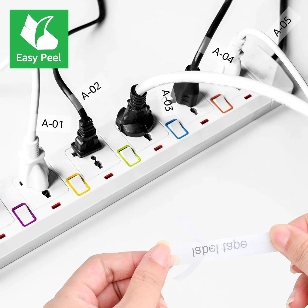 Flexible TZ-131 TZe Clear on 6PK Cable Label TZ ID 8m TZe-FX131 Compatible Tape for Wire TZe-131 12mm GREENCYCLE x Brother Black P-touch TZ-FX131