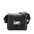 Pre-Owned Unisex Crossbody Calf ID Leather Black Authenticated (Good) Bag Small Fendi