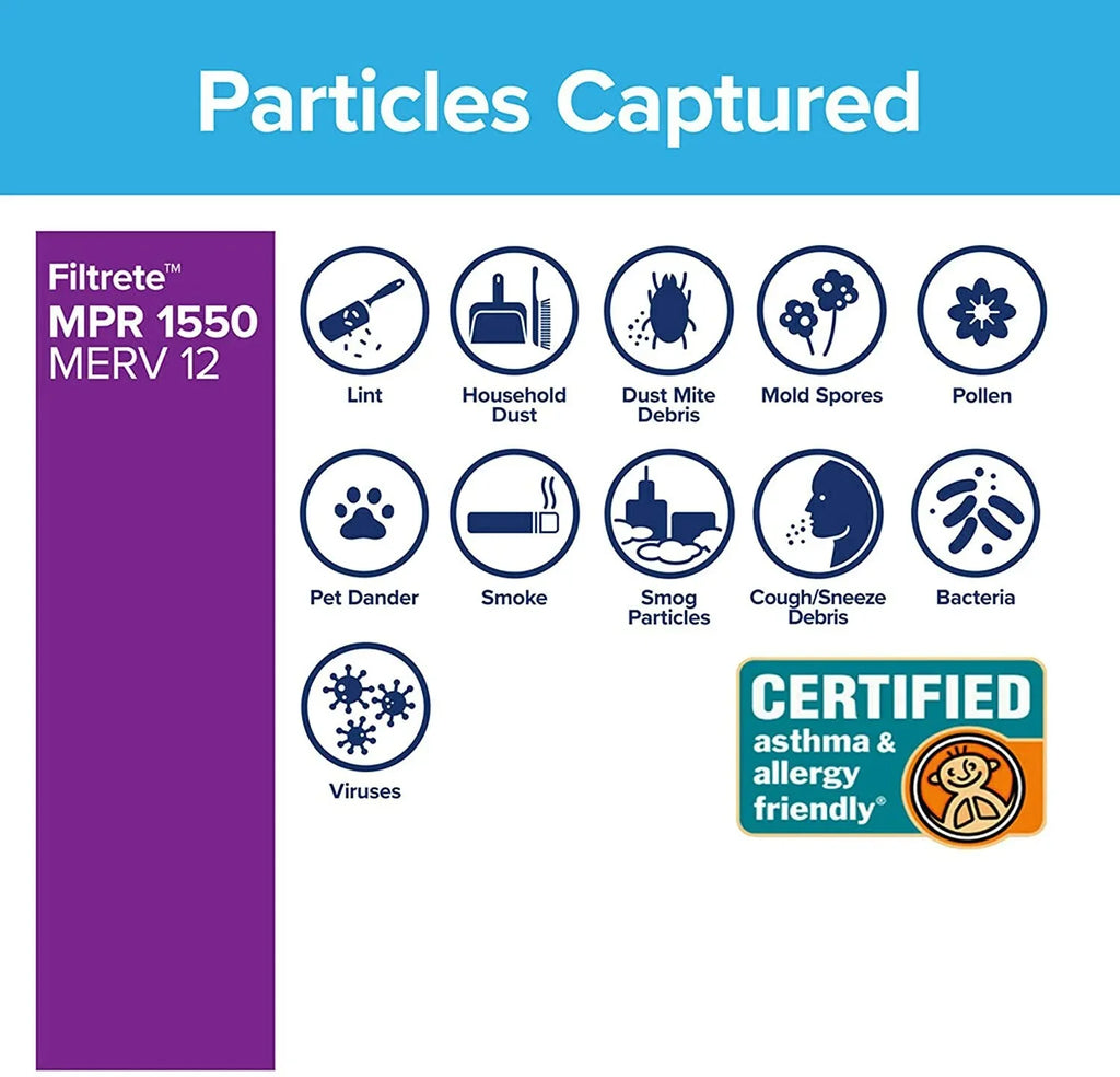 MPR Allergen Living 1550 AC 4.31 24.56 Filter, x 16x25x4, Ultra 2-Pack dimensions x Furnace Pleat, Air Healthy actual 15.88 Filtrete Deep DP,