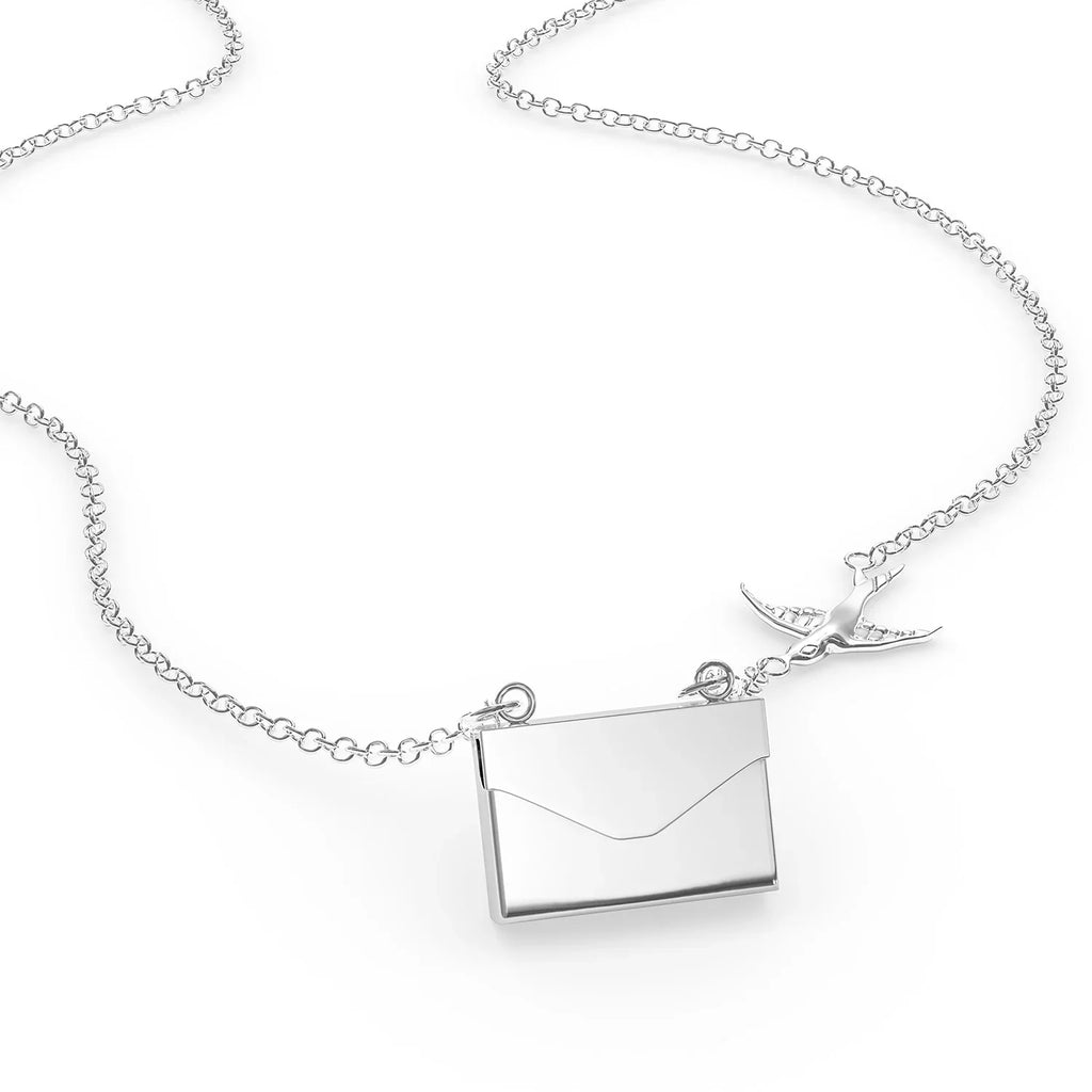 silver Neonblond Envelope in from Wrangell?St.?Elias, Postcard Locket Necklace Vintage Greetings a