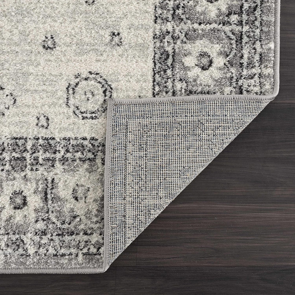 '- - Goksun 7'10" Vintage Pattern Rug Living Persian Beige Indoor 10' Room, Distressed Area Marash Medallion Grey, X - Collection Boho Traditional Oriental - Bedroom,
