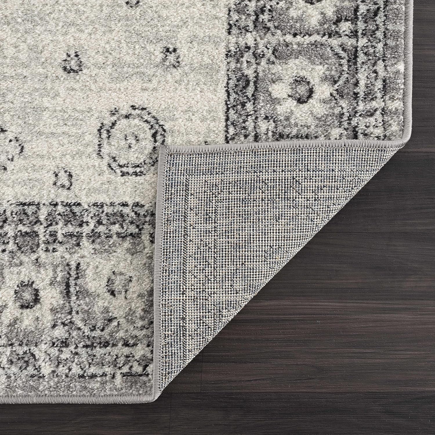 '- - Goksun 7'10" Vintage Pattern Rug Living Persian Beige Indoor 10' Room, Distressed Area Marash Medallion Grey, X - Collection Boho Traditional Oriental - Bedroom,