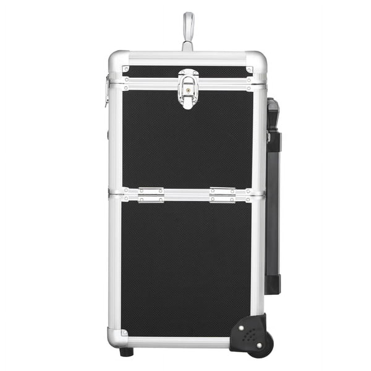 Trays, Wheels, Design Retractable Black Alden with Rolling Trolley Makeup Case Mirror, &