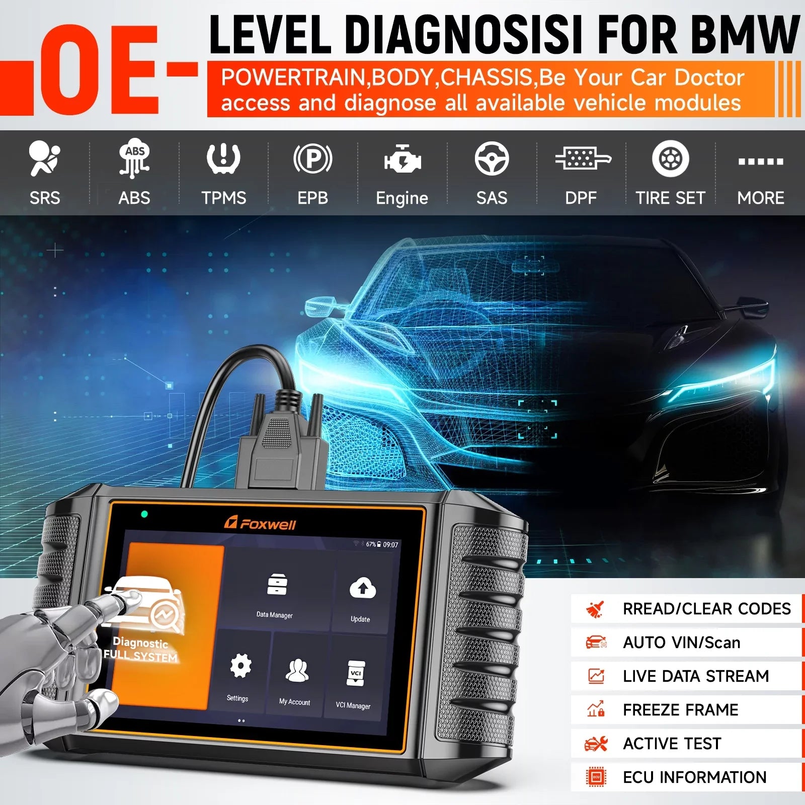 BMW Systems Services for MINI Code Scan BMW RR Control All Scanner Foxwell Car Scanner Reader Maintenance Test Tool 31+ Automotive NT710 Automobiles Tool Diagnostic Bi-Directional OBD2 Active OBDII