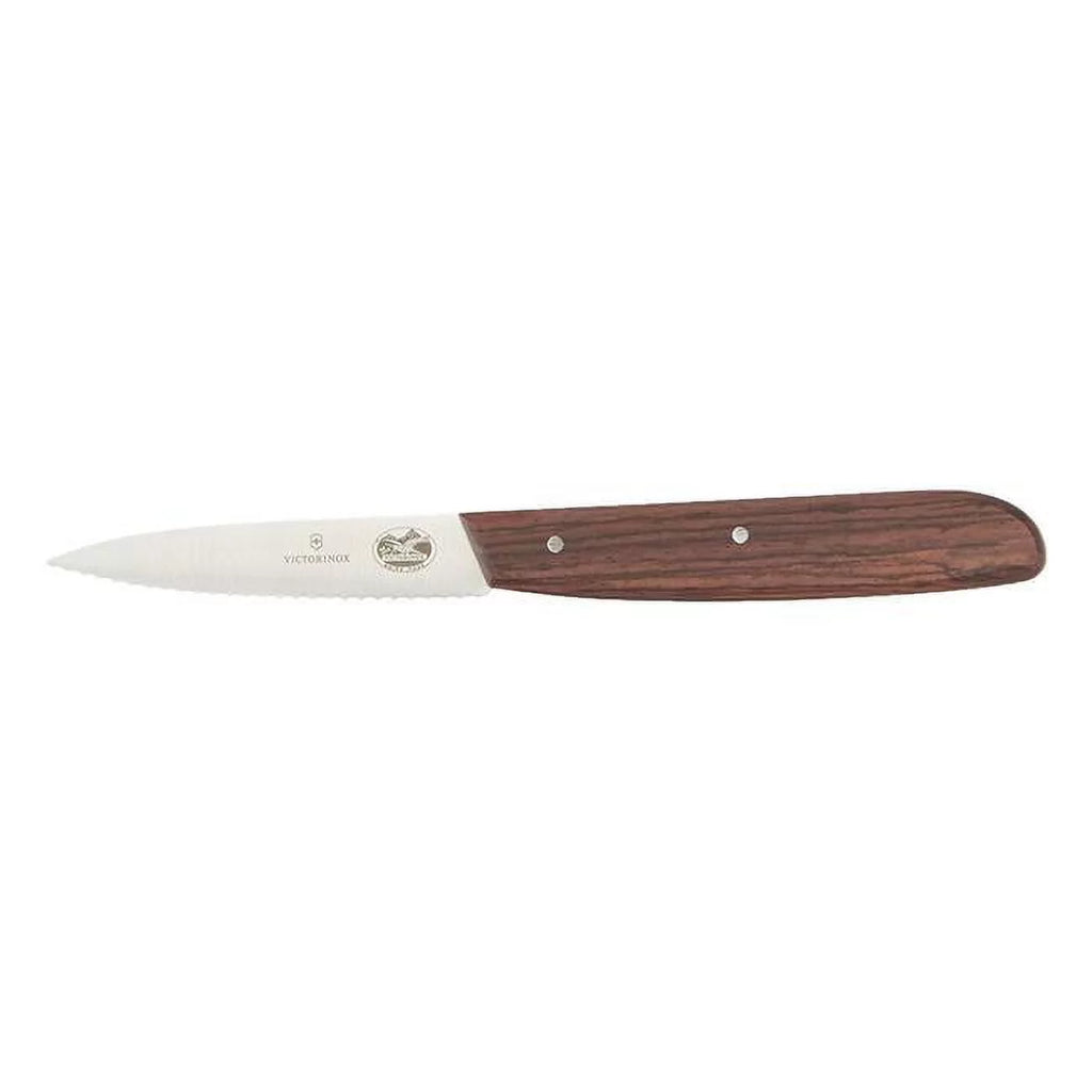 3 with Point Handle Victorinox Knife Wood, Kitchen Paring Serrated Rosewood in. Steel Blade Stainless Spear
