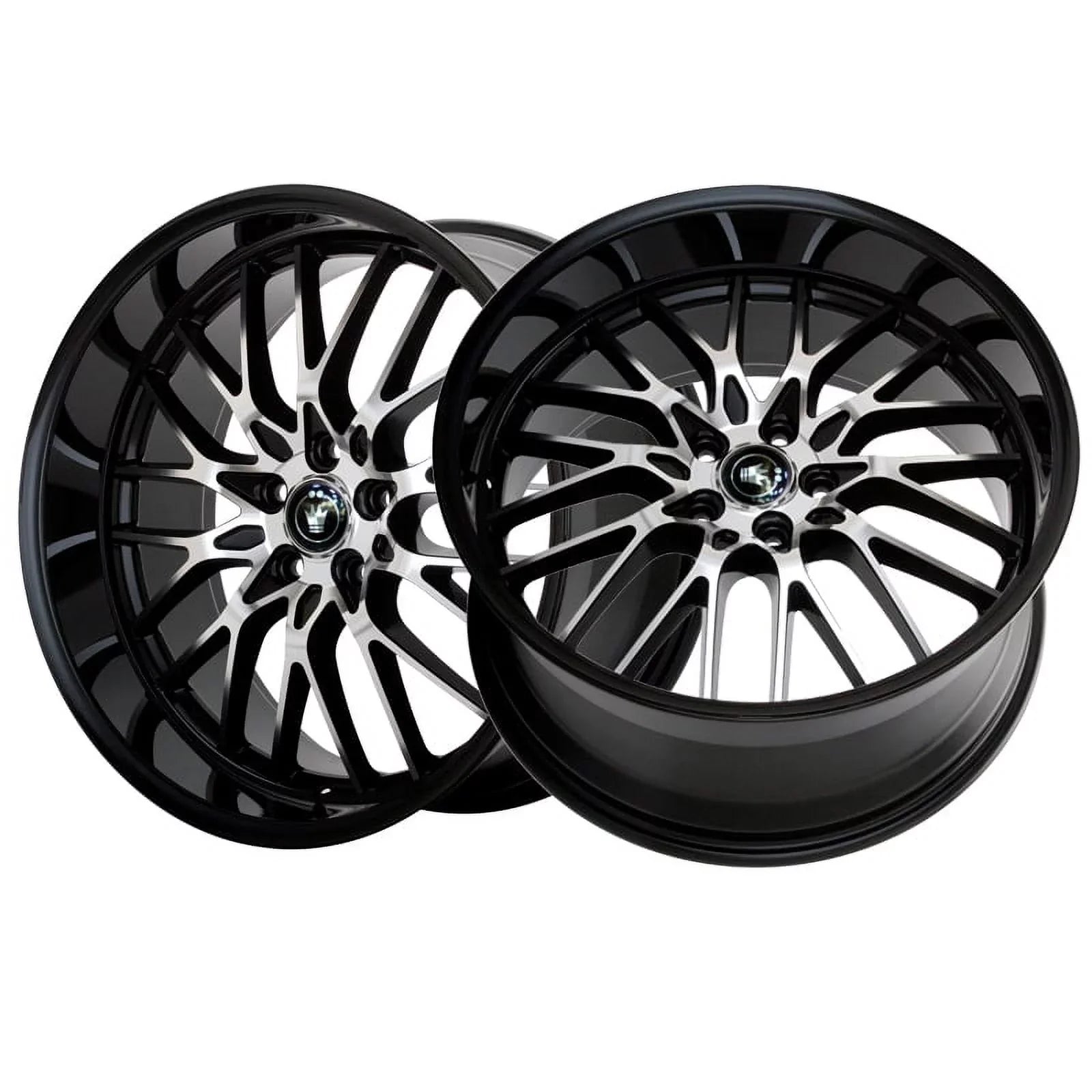 5x100/5x114.3 Konig Black Lace +40et Gloss With Machined 16x7 Wheel 16MB Face