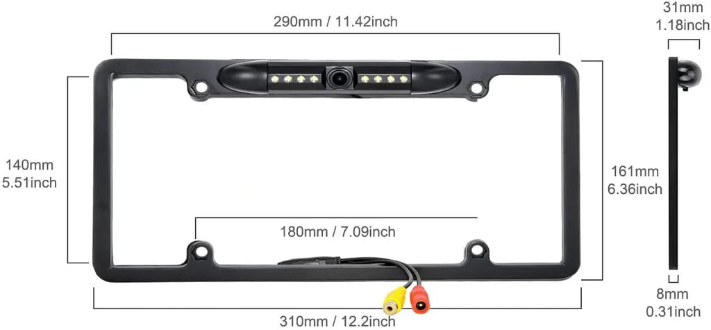 JVC Backup for KWV830BT License Camera Rearview KW-V830BT Plate Frame Black