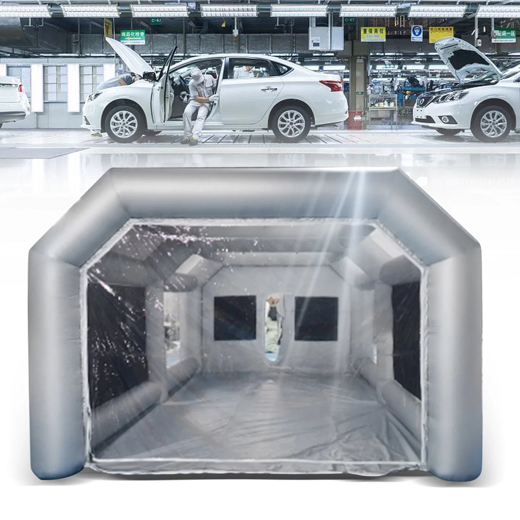 Booth Inflatable Spray Blower Portable 26x13x10ft System Miumaeov Transparent Mobile and Built-in Paint Tent Paint Booth Air Paint with Inflatable PVC Filter Spray Giant Windows Spray