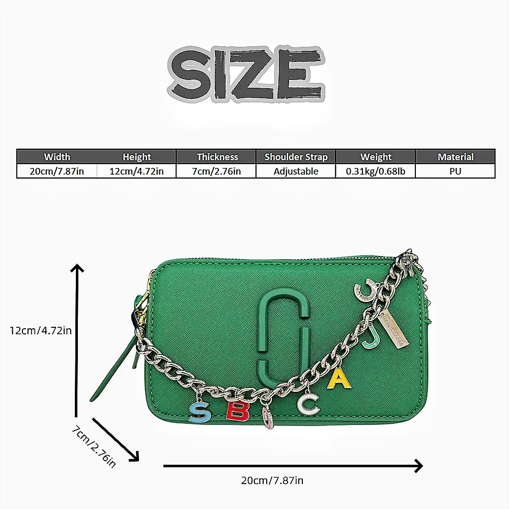 Snapshot Black Bag Strap body with Women's Cross Chain Leather Logo