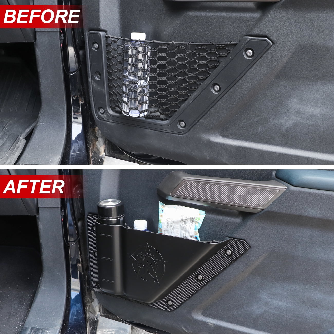 Ford 4 Front Side Organizer Pockets For Rear Doors Door Box 4Pcs Bronco Storage