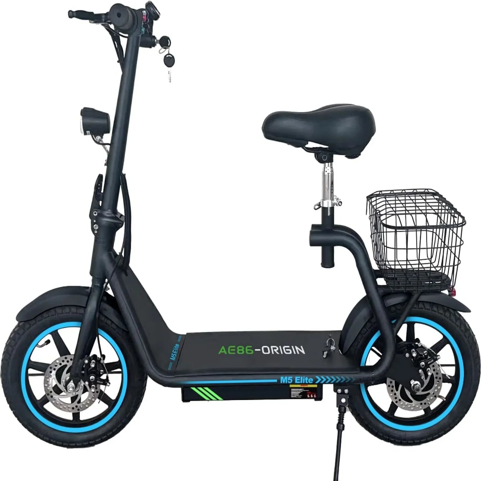 Commuter Tire，Foldable Electric with Baske Adults Motor 22 Foldable Seat, to M5 500W Range, Carry Phone Scooter Holder, Powerful Miles 14" with Scooter Electric up Scooter for Black Pneumatic