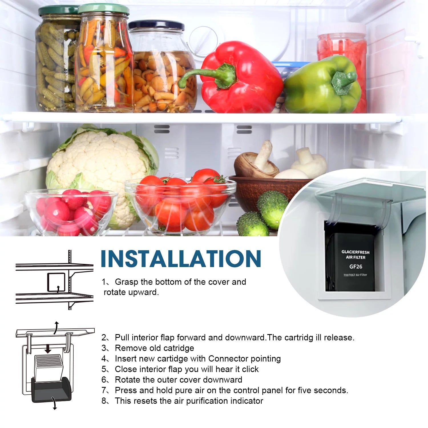 7007076 Pack Refrigerator Filter, for Filter GLACIER FRESH Air Replacement Air 1