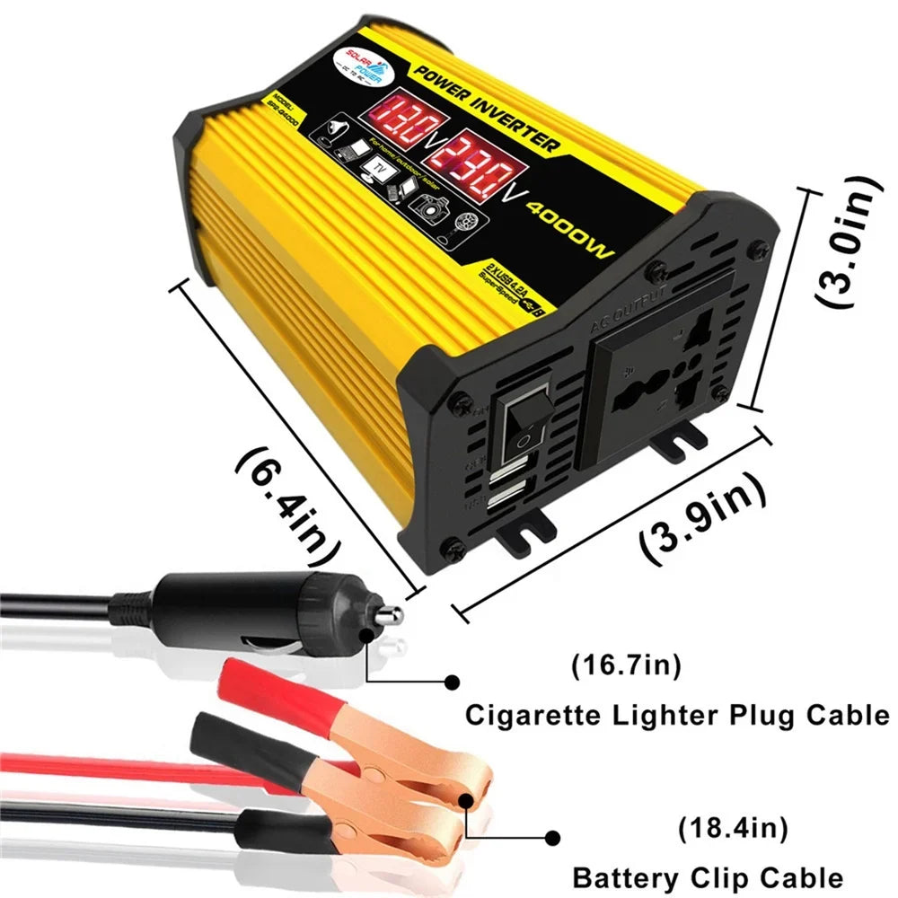 4000W Inverters Transformer Car Dual Modified Inverter Gecheer Display DC12Volt Portable USB SineWave AC110220Volt To Inverters Auto Inverter Power