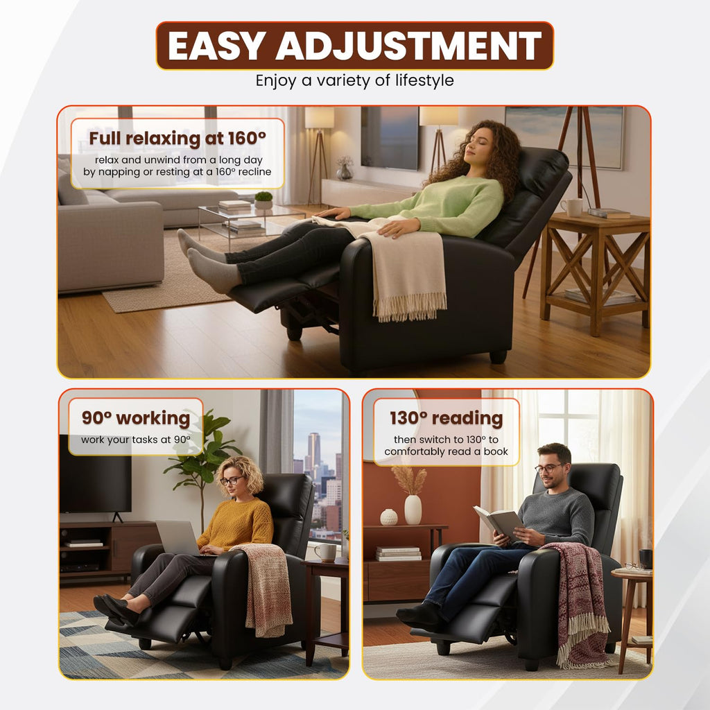BestMassage Recliner Chair No Massage Function | Leather Black