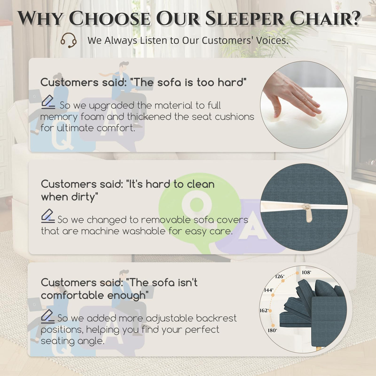 YODOLLA Sleeper Chair Pull Out Bed, Chair Bed Sleeper for Adults, Beige
