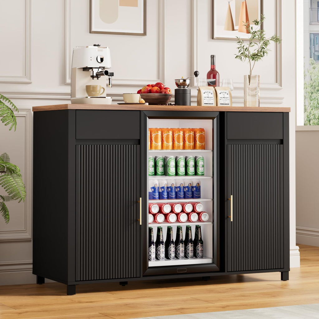 Tornivk 53" Large Coffee Bar Cabinet with Fridge Space, Black