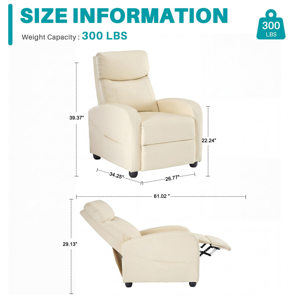 Sweetcrispy Massage Recliner Chair for Adults, Adjustable Home Theater Seating with Lumbar Support for Living Room, Modern Fabric Reclining for Small Space, Grey