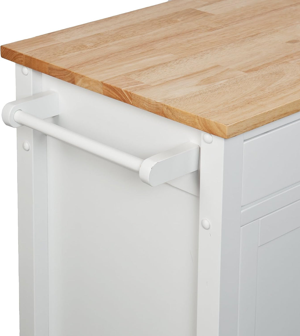 SEI Furniture - Martinville Kitchen Cart - White - Engineered Wood & Iron Metal - Transitional Design - Ideal for Kitchens, Kitchen Islands, Dining Rooms, 42" W x 19" D x 35" H (KA3277)
