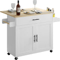 IRONCK Kitchen Island Table on Wheels with Drop Leaf, 47.25" Wide White