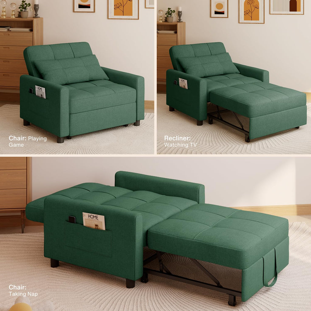 Aiho 3-in-1 Sleeper Chair Bed Convertible Sofa, Dark Gray