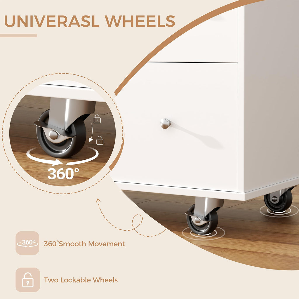 JY QAQA 40" Kitchen Island Cart Furniture cart on Wheels Rolling Portable Dining Room Serving Utility Carts Mobile Movable with Drawers Cabinet,Black