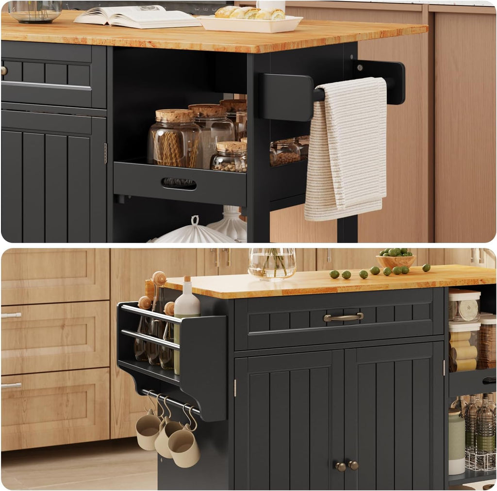 Gizoon 41.7" W Kitchen Island with Storage, Kitchen Island with Drop Leaf