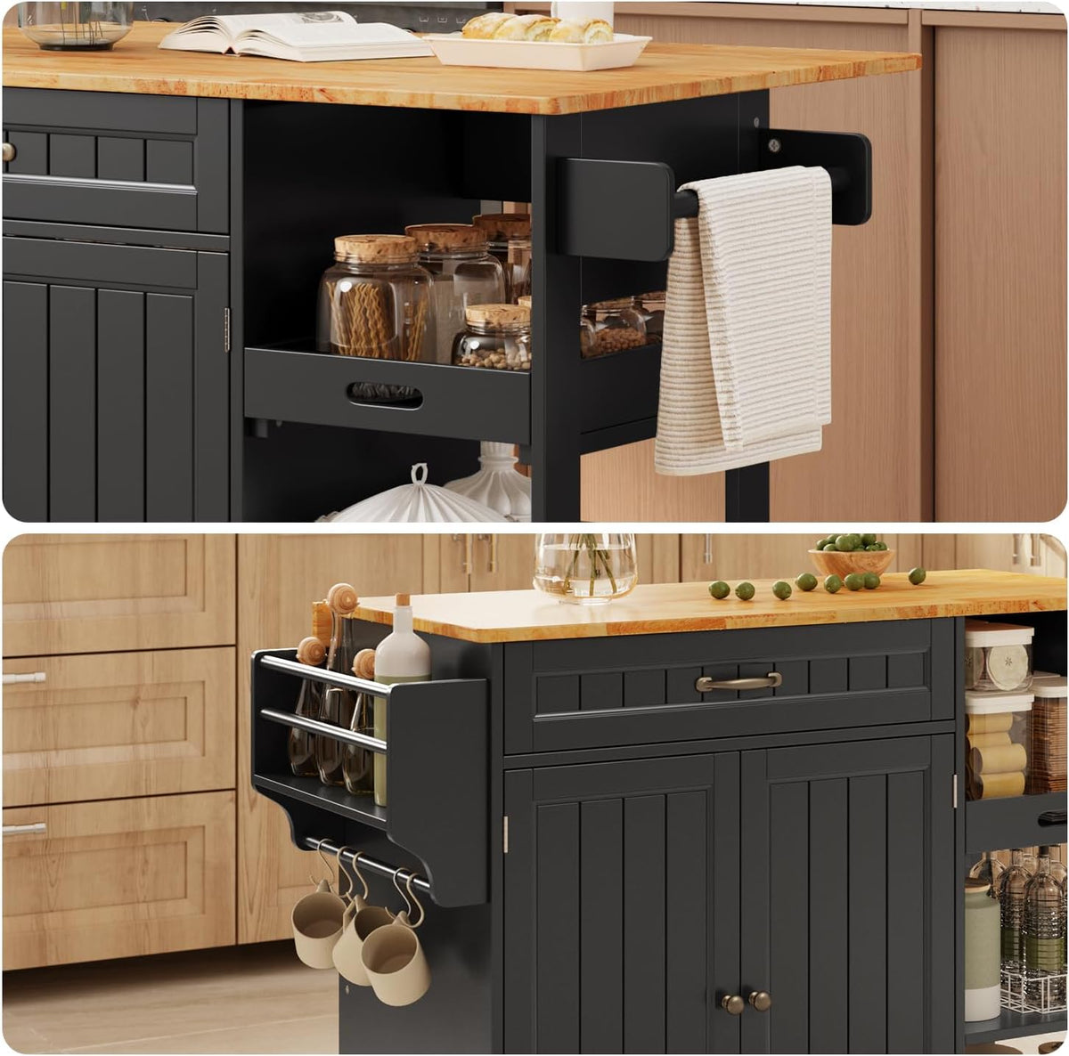 Gizoon 41.7" W Kitchen Island with Storage, Kitchen Island with Drop Leaf