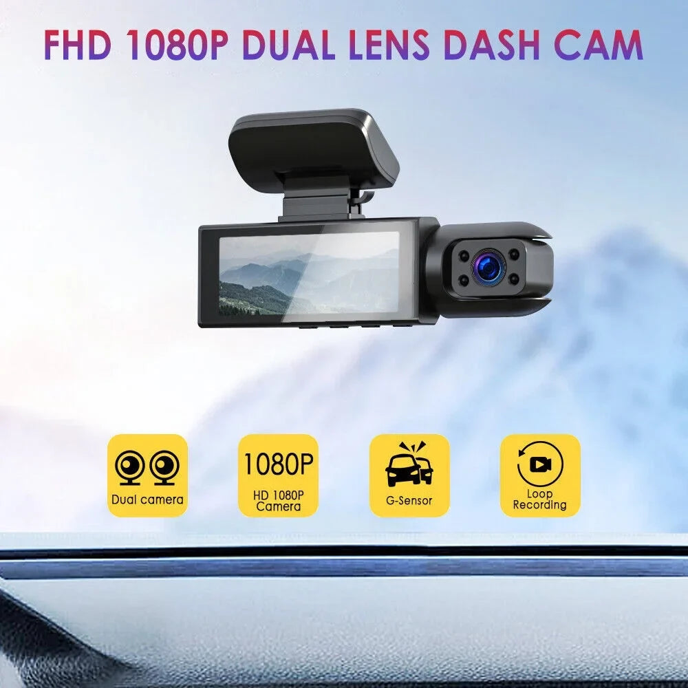 Dash Cam Jahyshow Camera G-Sensor Video DVR Front w/ Dual Inside Car Lens Recorder 1080P