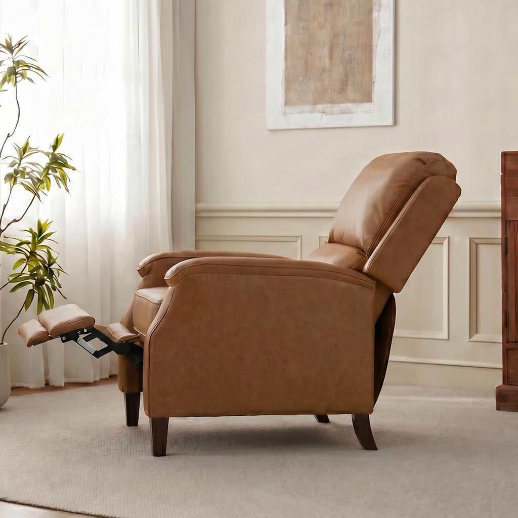 VKNOW Recliner Chair, Fabric Recliner with Adjustable Back, Brown