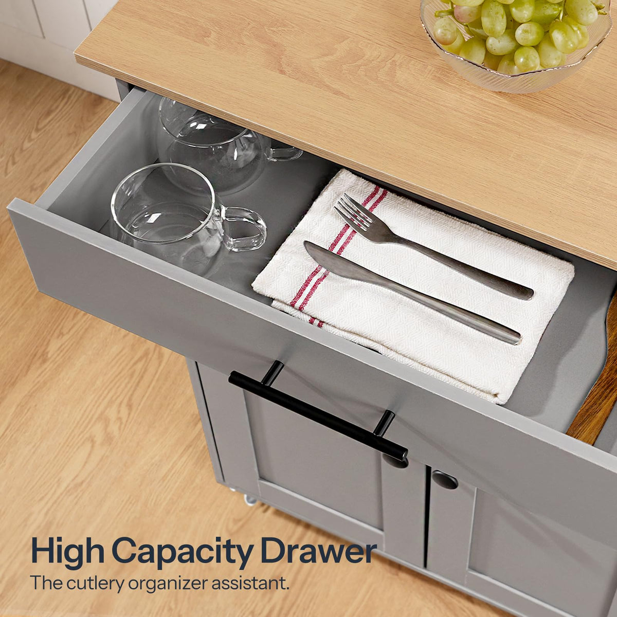 HOOBRO Kitchen Island with Power Outlet, Storage Island with Spice Rack and Drawer, Rolling Kitchen Cart on Wheels, for Home, Dining Room, Rustic Brown and Black