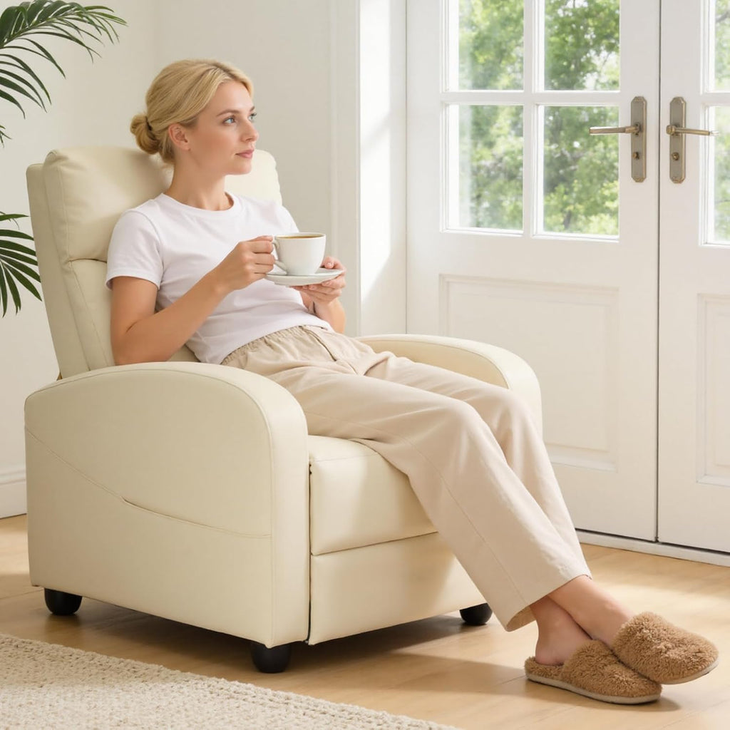 OLIXIS Recliner Chair, Reclining Sofa Chair with 3 Adjustable Angles