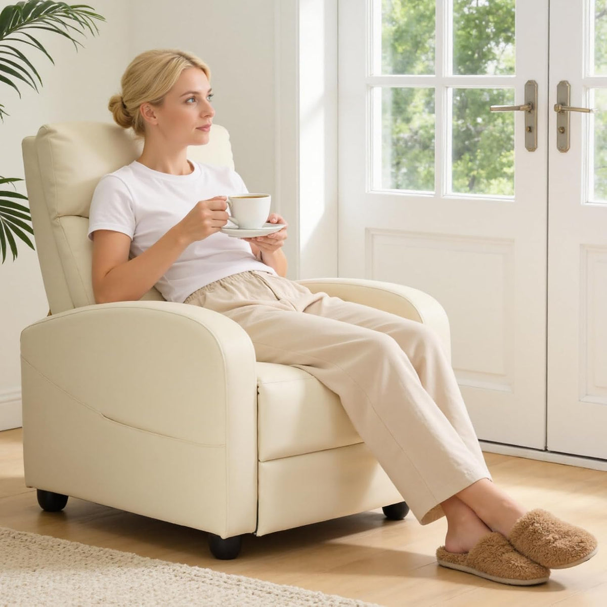 OLIXIS Recliner Chair, Reclining Sofa Chair with 3 Adjustable Angles