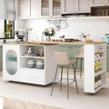 HSH 72â Rolling Kitchen Island with Seating & Storage on Wheels, White Oak