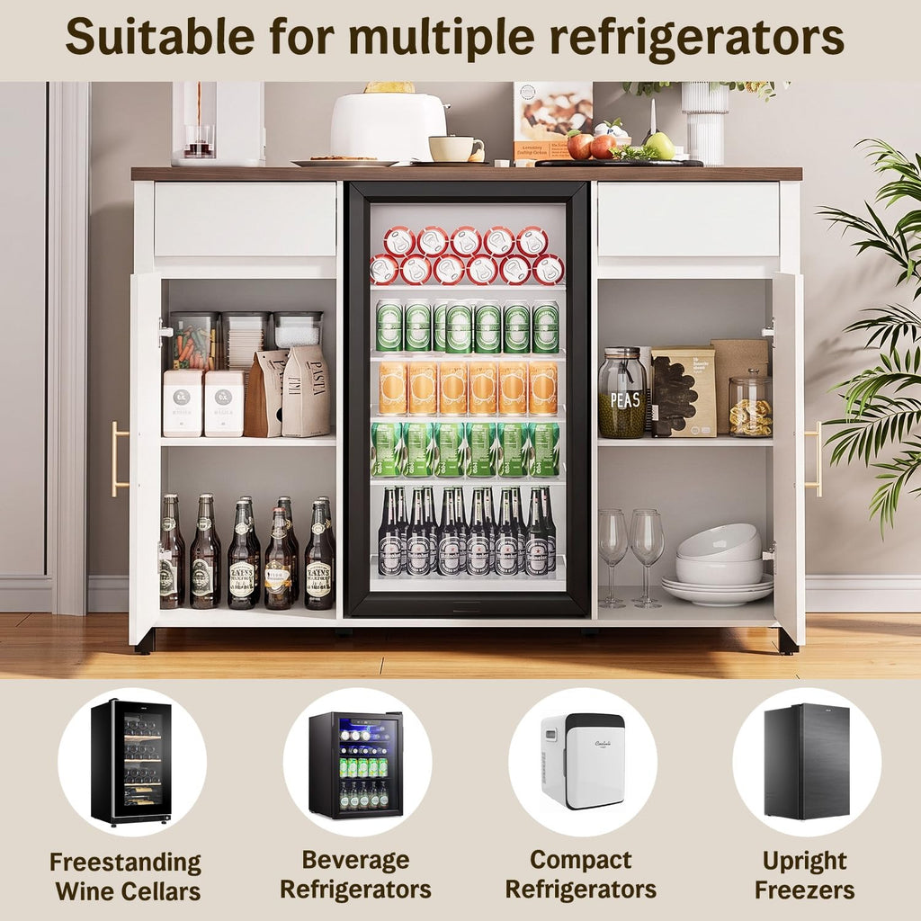 Tornivk 53" Large Coffee Bar Cabinet with Fridge Space, Black