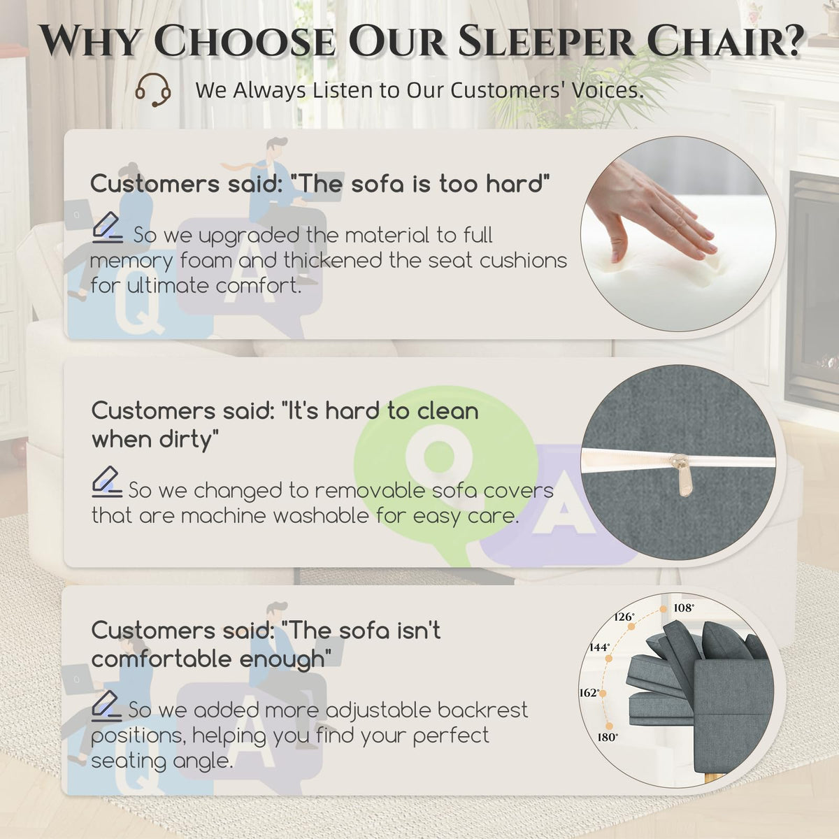 YODOLLA Sleeper Chair Pull Out Bed, Chair Bed Sleeper for Adults, Beige