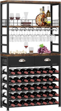 Homeiju Wine Cabinet with Storage, Wine Rack Freestanding Floor, 6-Tier with Tabletop, Drawer and Wine Storage for Home Bars